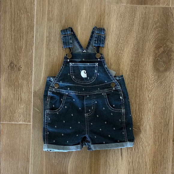 Carhartt Navy Kids Overalls with Heart Pattern - Picture 1 of 5